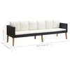 Trivietė sodo sofa su pagalvėlėmis, juodos spalvos, poliratanas