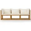 Trivietė sodo sofa su pagalvėlėmis, kreminė, akacijos masyvas