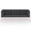 Trivietė sodo sofa su pagalvėlėmis, pušies medienos masyvas