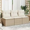 Trivietė sodo sofa su pagalvėlėmis, smėlio spalvos, poliratanas