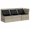 Trivietė sodo sofa su pagalvėlėmis, šviesiai pilka, poliratanas