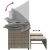 Trivietė sodo sofa su skliautu/taburetėmis, pilka, poliratanas