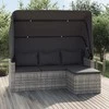 Trivietė sodo sofa su stogeliu ir pakoja, pilka, poliratanas