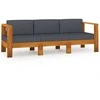 Trivietė sodo sofa su tamsiai pilkomis pagalvėmis, akacija