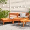 Trivietė sodo sofa, vaško ruda, pušies medienos masyvas