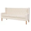 Trivietė sofa, audinys, kreminė balta