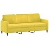 Trivietė sofa, geltonos spalvos, 180cm, aksomas