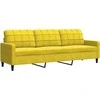Trivietė sofa, geltonos spalvos, 210cm, aksomas