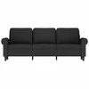 Trivietė sofa, juodos spalvos, 180cm, aksomas