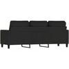 Trivietė sofa, juodos spalvos, 180cm, aksomas