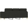 Trivietė sofa, juodos spalvos, 180cm, audinys