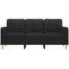 Trivietė sofa, juodos spalvos, 180cm, audinys