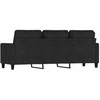Trivietė sofa, juodos spalvos, 180cm, audinys