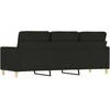 Trivietė sofa, juodos spalvos, 180cm, audinys