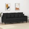 Trivietė sofa, juodos spalvos, 180cm, audinys