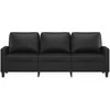 Trivietė sofa, juodos spalvos, 180cm, dirbtinė oda