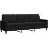 Trivietė sofa, juodos spalvos, 210cm, aksomas