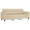 Trivietė sofa, kreminės spalvos, 180cm, mikropluošto audinys