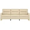 Trivietė sofa, kreminės spalvos, 180cm, audinys
