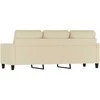 Trivietė sofa, kreminės spalvos, 180cm, audinys