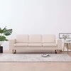 Trivietė sofa, kreminės spalvos, audinys