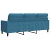 Trivietė sofa, mėlynos spalvos, 180cm, aksomas
