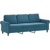 Trivietė sofa, mėlynos spalvos, 180cm, aksomas