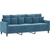 Trivietė sofa, mėlynos spalvos, 180cm, aksomas