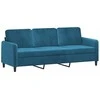 Trivietė sofa, mėlynos spalvos, 180cm, aksomas