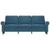 Trivietė sofa, mėlynos spalvos, 180cm, aksomas