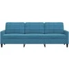Trivietė sofa, mėlynos spalvos, 210cm, aksomas