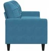Trivietė sofa, mėlynos spalvos, 210cm, aksomas