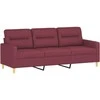 Trivietė sofa, raudonojo vyno spalvos, 180cm, audinys