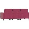 Trivietė sofa, raudonojo vyno spalvos, 180cm, aksomas
