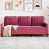 Trivietė sofa, raudonojo vyno spalvos, 180cm, aksomas