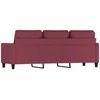 Trivietė sofa, raudonojo vyno spalvos, 180cm, audinys