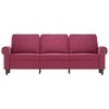 Trivietė sofa, raudonojo vyno spalvos, 180cm, aksomas