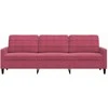 Trivietė sofa, raudonojo vyno spalvos, 210cm, aksomas