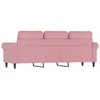 Trivietė sofa, rožinės spalvos, 180cm, aksomas
