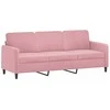 Trivietė sofa, rožinės spalvos, 180cm, aksomas