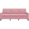 Trivietė sofa, rožinės spalvos, 180cm, aksomas