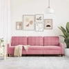 Trivietė sofa, rožinės spalvos, 210cm, audinys