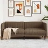 Trivietė sofa, rudos spalvos, dirbtinė versta oda