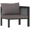 Lauko baldų komplektas Trivietė sofa su pagalvėlėmis, antracito spalvos, poliratanas