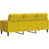 Trivietė sofa su pagalvėlėmis, geltonos spalvos, 180cm, aksomas