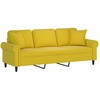 Trivietė sofa su pagalvėlėmis, geltonos spalvos, 180cm, aksomas