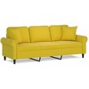 Trivietė sofa su pagalvėlėmis, geltonos spalvos, 180cm, aksomas