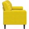 Trivietė sofa su pagalvėlėmis, geltonos spalvos, 180cm, aksomas
