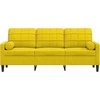 Trivietė sofa su pagalvėlėmis, geltonos spalvos, 180cm, aksomas