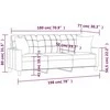 Trivietė sofa su pagalvėlėmis, juoda, 180cm, dirbtinė oda